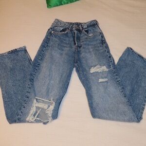 H&M Blue Distressed Boyfriend Jeans